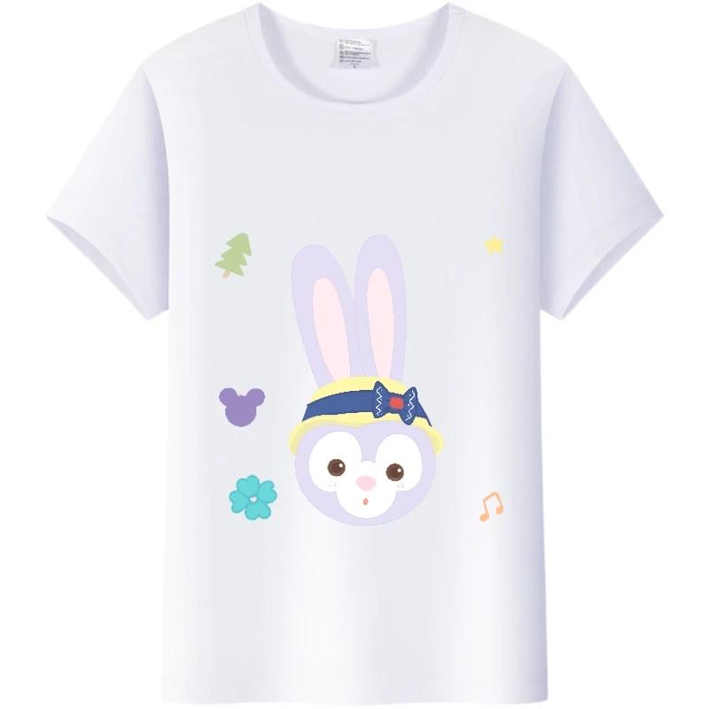 Kawaii Cartoon Tees The Bear Duffy Summer Tops Short Sleeve T-Shirts White Harajuku Clothes Y2K Blouses Unisex