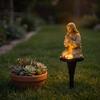 Outdoor Solar Powered Decor Prayer Statue Garden Stake Light, Waterproof Resin Human Figure Sculpture for Patio Decorative Lawn Ornaments Pathway