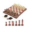 Chess Set Magnetic Chess Wood Grain Folding Chess Board with Storage Bag (S)