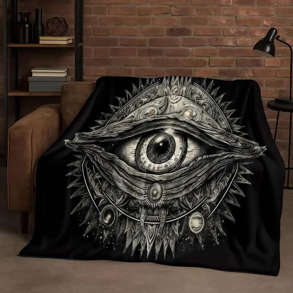 3D Freemasonry All Seeing Eye Symbol Evil Eye Flannel Blanket,Ultra Soft Warm Plush Throw for Home Bedroom Bed Sofa Cover Kids