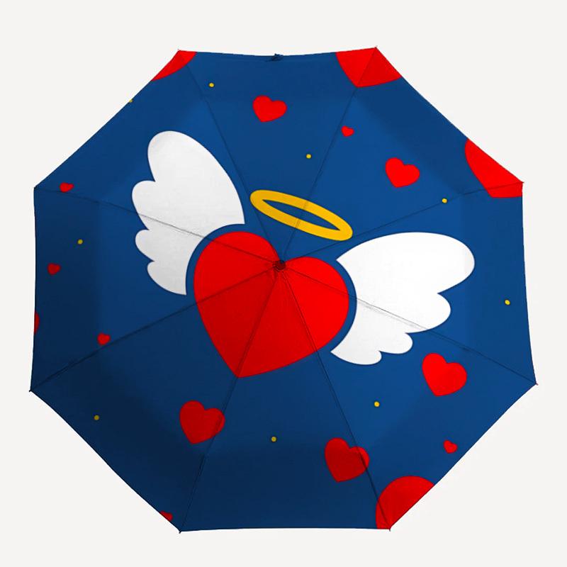 

1pc Angel Heart Wings Auto-Fold Umbrella with One-Touch Open/Close - 8 Reinforced Ribs for Windproof Stability, yy251118185