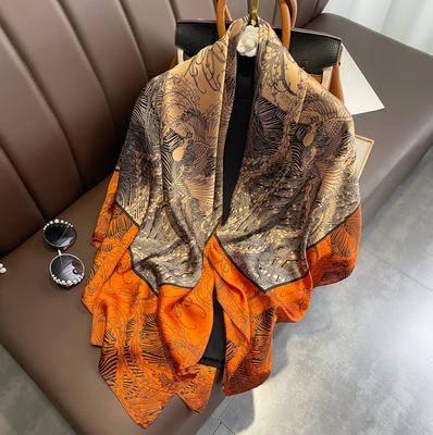 Classic Color Celebrity Temperament Silk Scarf Female Trend Versatile Imitation Silk Scarf Scarf 90 Square Scarf