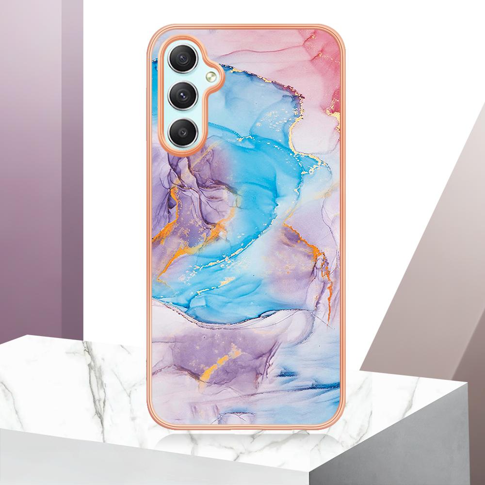 For Samsung Galaxy A25 5G (Global) (161.0 x 76.5 x 8.3mm) Case with IMD Marble Flower Pattern TPU Mobile Back Cover