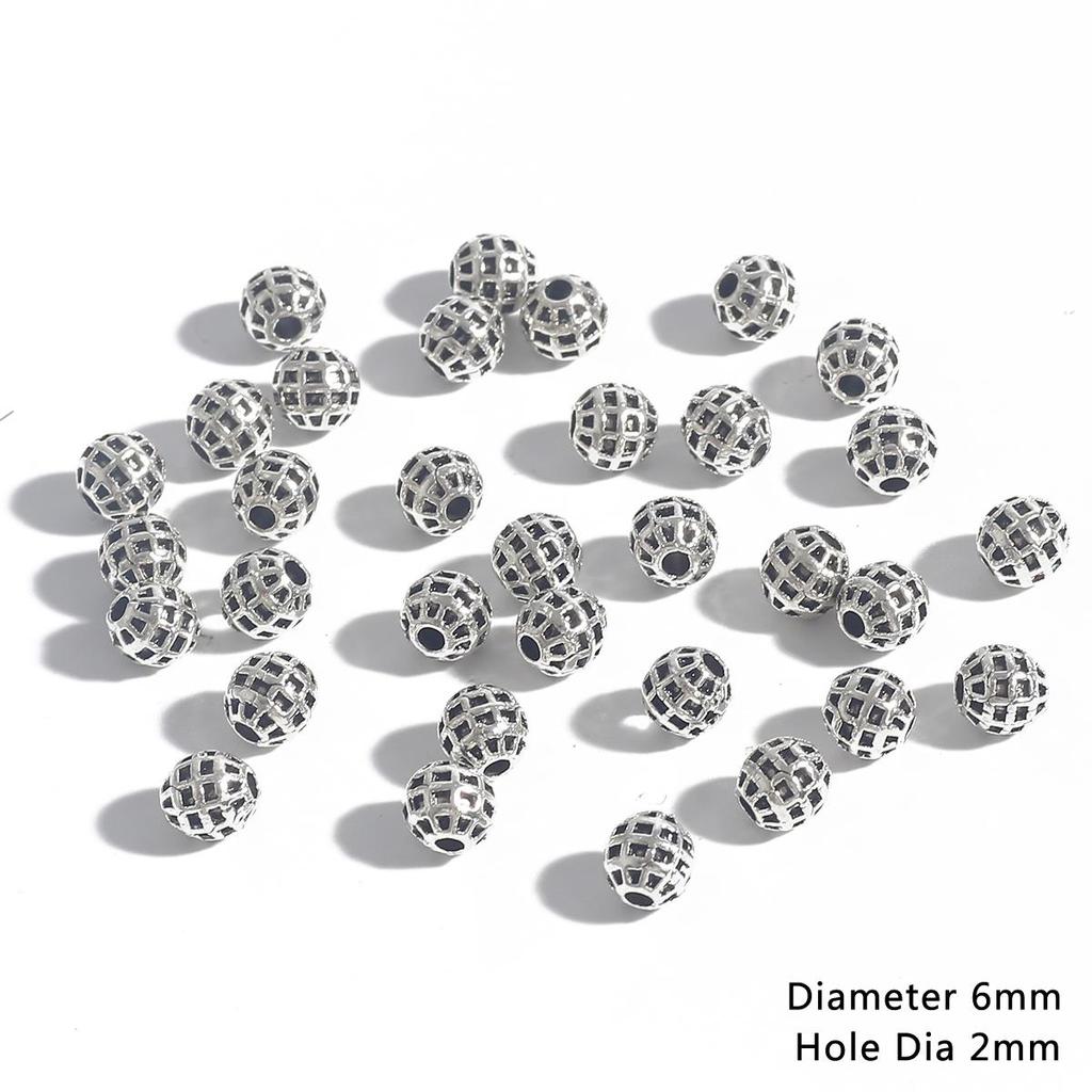 6 mm 20 stk hule antikk sølv vintage metallperler for DIY smykker