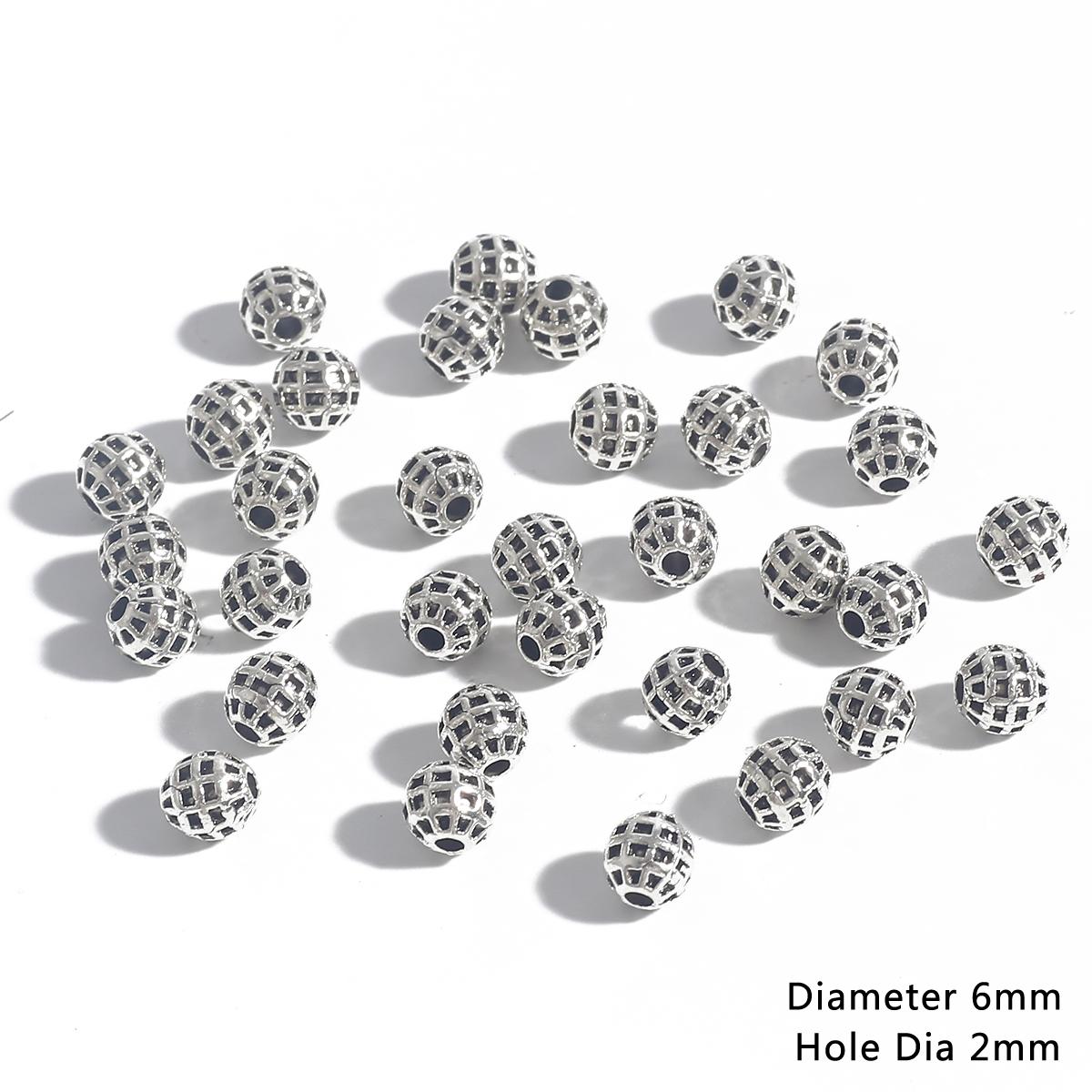 

6 мм 20 шт. полые античные серебряные винтажные металлические бусины для изготовления ювелирных изделий своими руками