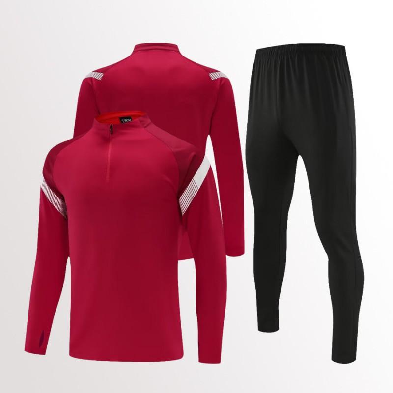 Mens Womens Soccer Training Kit Set Long Sleeve Half-Zip Hoodie Sports Jersey Uniform Breathable Quick-Dry