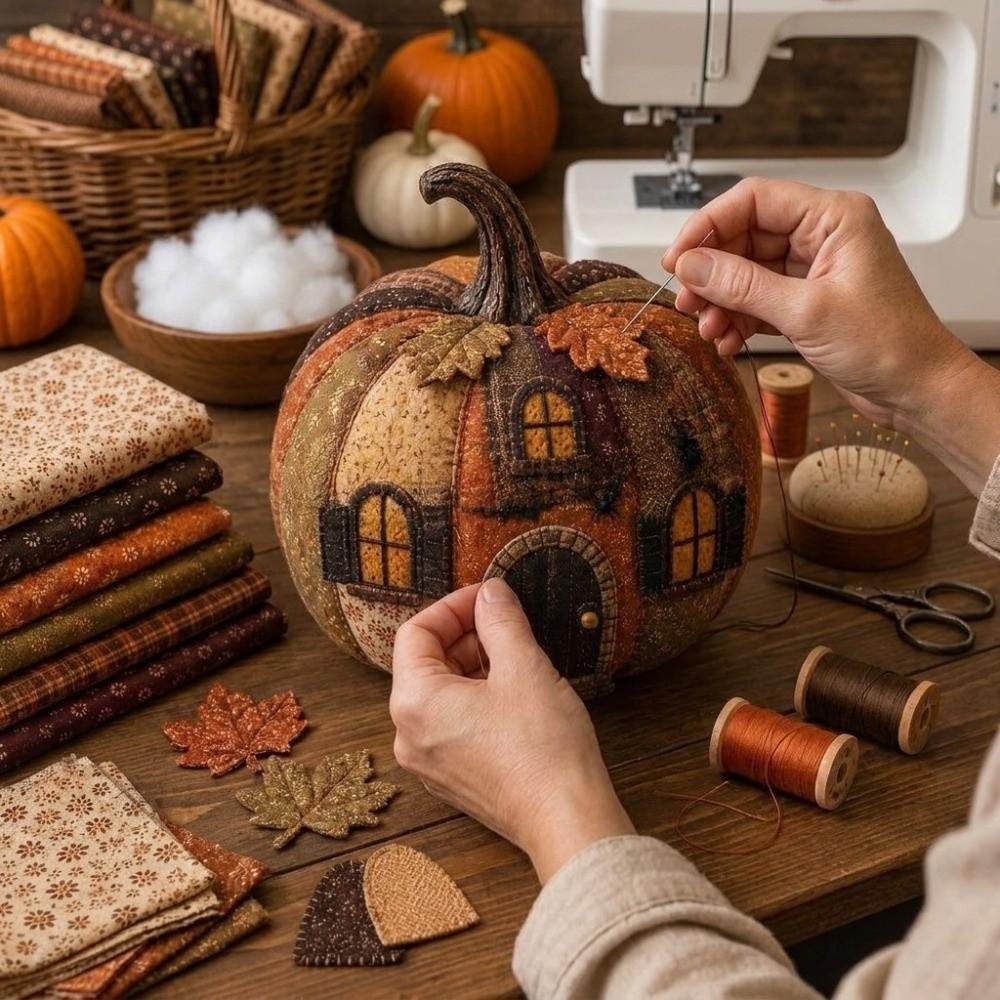 Whimsical Design DIY Sewing Kit Floral Fabric Patchwork Pumpkin Friends Kit Gift For Craft Lovers