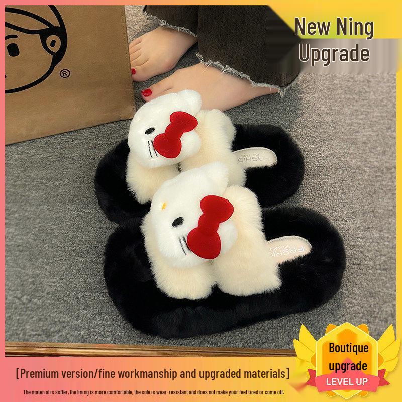Женские плюшевые тапочки на толстой подошве из кошачьего меха Новый осенне-зимний стиль 2024 для улицы 40 2000₽
