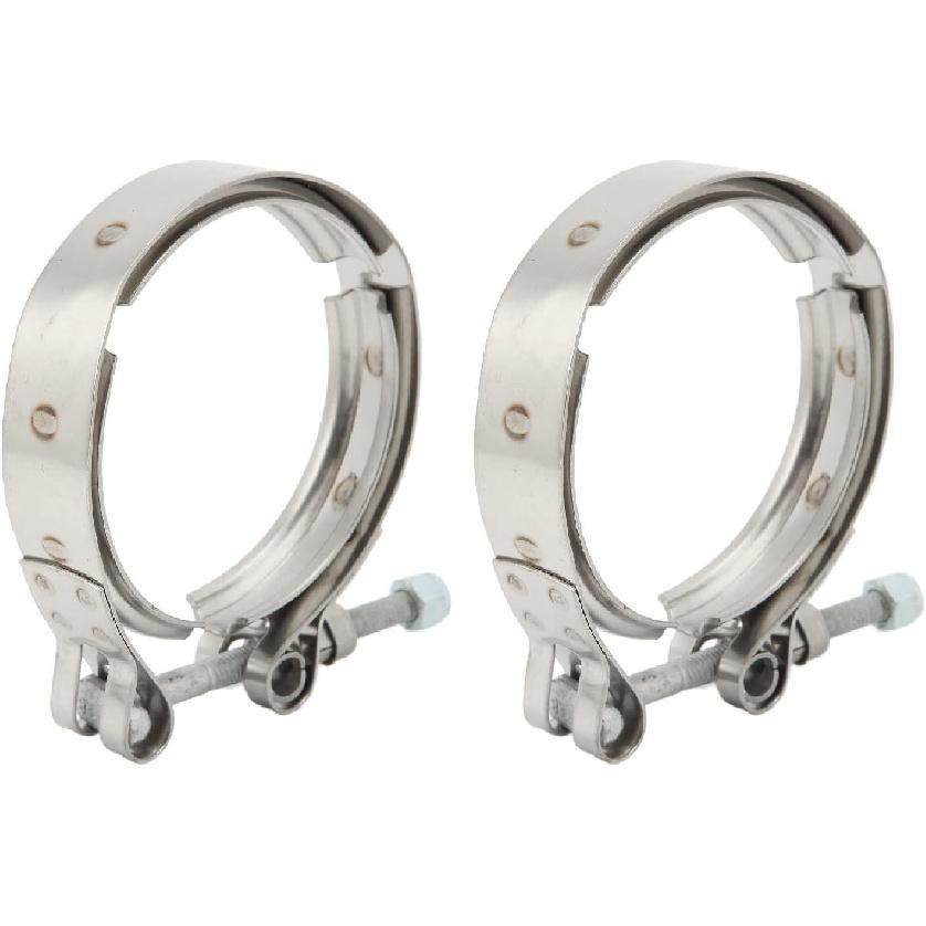 2Pcs Turbo Exhaust Outlet V Band Clamp, High Hardness Tube Turbo Outlet Clamps, Exhaust Pipes Connection for Car OEM 3903652