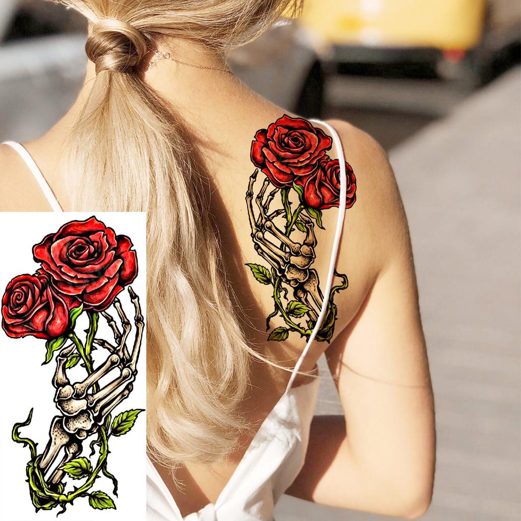 1 Sheet Watercolor Beauty Flower Temporary Tattoos For Women Girls Peony Butterfly Dahlia Floral Tattoo Sticker Disposable Decor