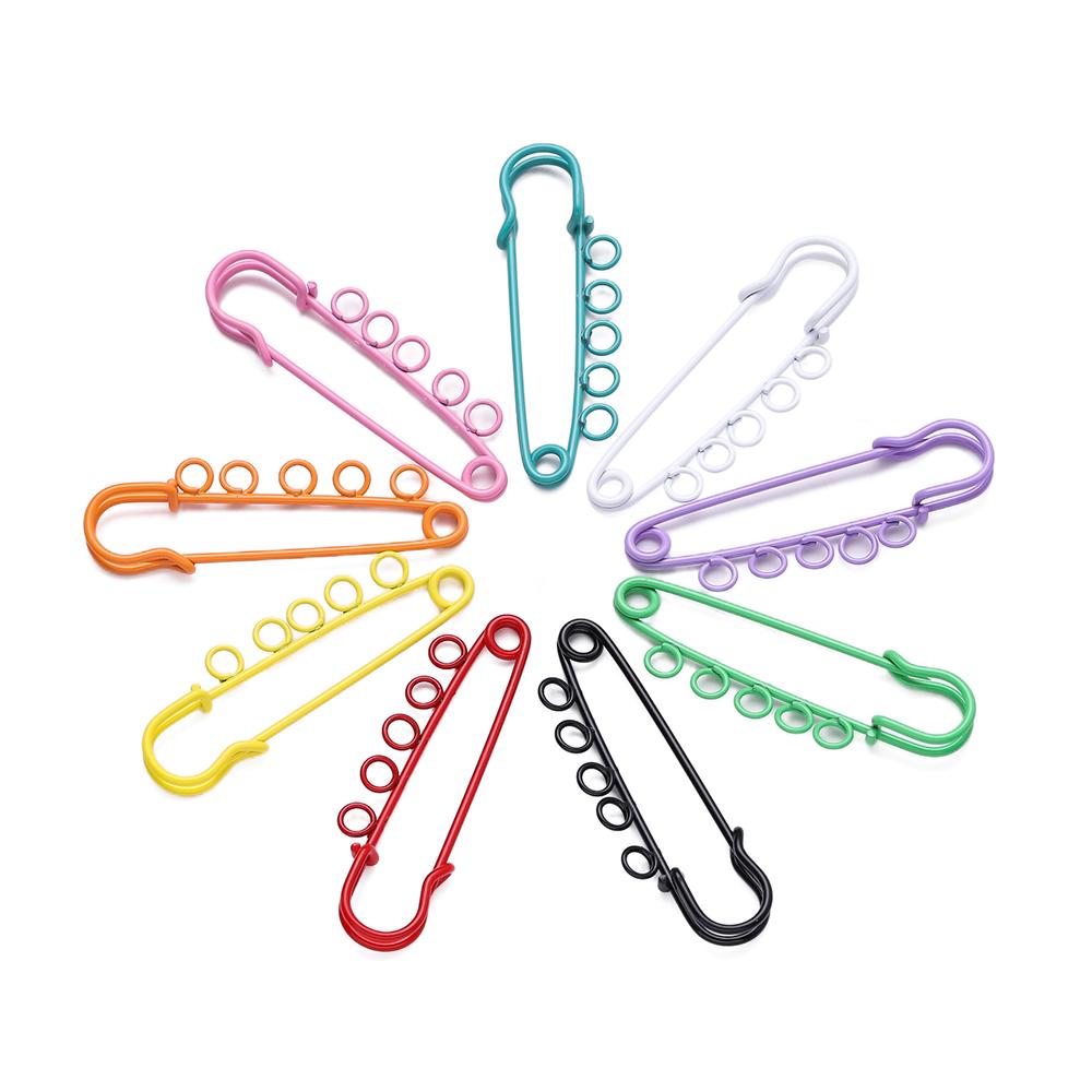 10pcs/lot Colorful Safety Pins Brooch Blank Base Brooch Pins 3/5 Rings Jewelry Pin for DIY Jewelry Making Supplies Accessorie