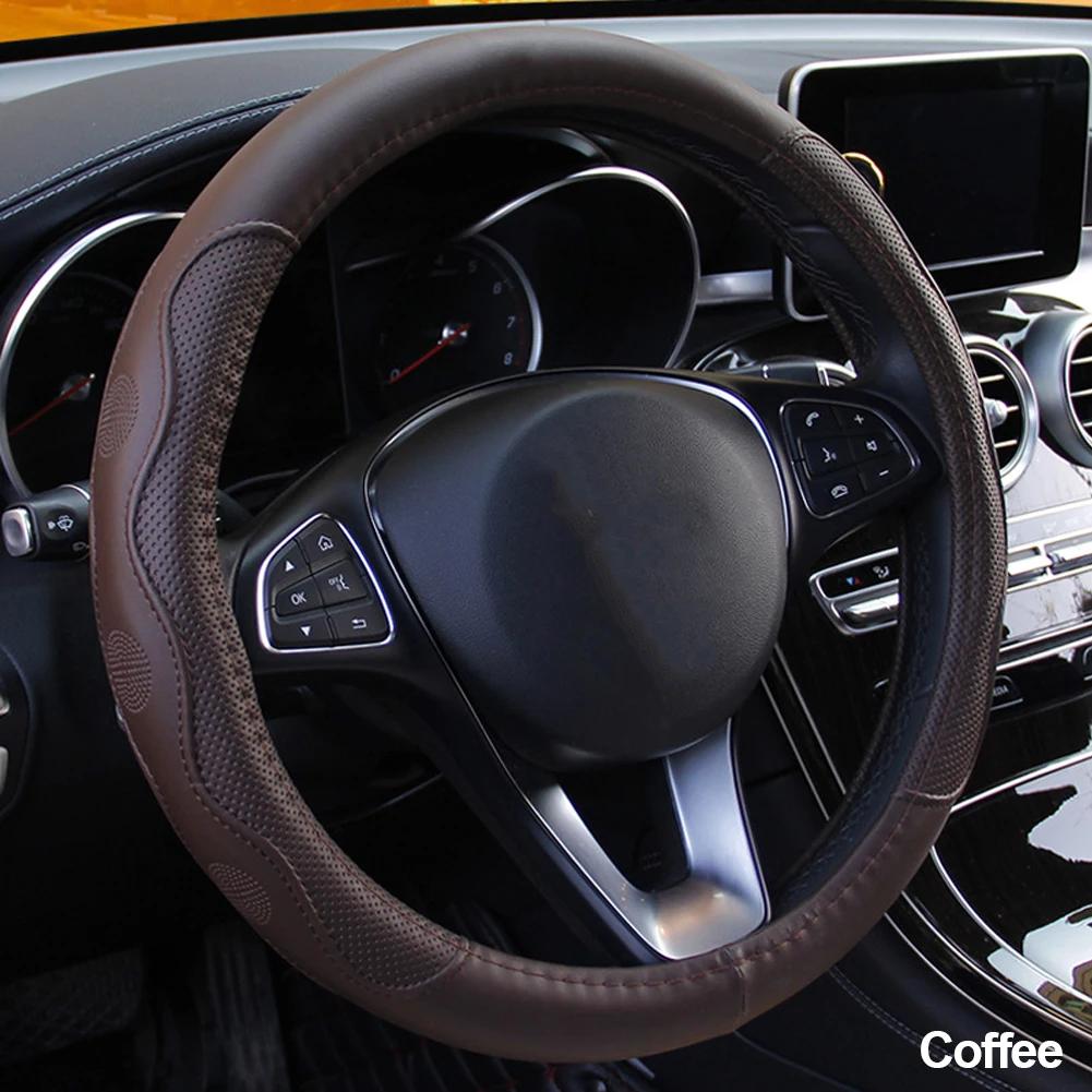 38cm Universal Steering Wheel Cover Soft Artificial Leather Braid Steering Wheel Cover Sport Styling Cover Interior Accessories