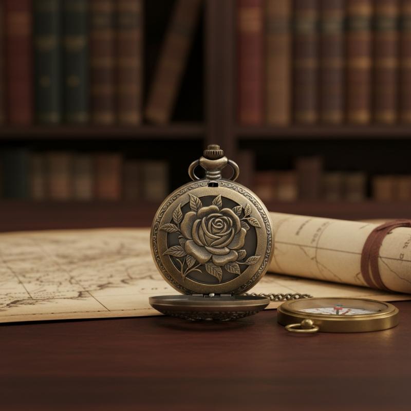 Bronze Retro Round Hollow Characteristic Quartz Pocket Watch Men's And Women's Fashion Necklace Pendant Jewelry Gift