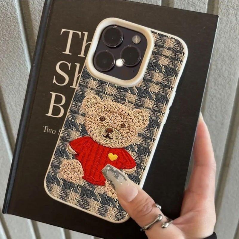 

Sweater Bear Pattern Texture Silicone Phone Case For iPhone 11 12 13 14 15 16 17 Pro Max 14 15 Plus 17 Air Shockproof Soft Cover iPhone 11