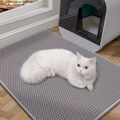 Extra Large Cat Litter Mat Double Layer Cat Litter Trapping Mat Non-Slip Waterproof Litter Box Mat Scatter Control Pad