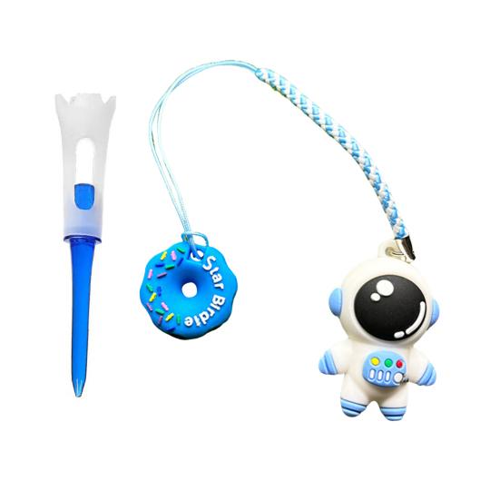 Plastic Anti Lost Golf Tee Hanger Cartoon Astronaut Golf Tee Ring with Strap for Men Women Loss Prevention Tee Holder for Golf Enthusiasts