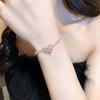 Women Gold Plated Pink Zircon Bracelet Full Rhinestone Crystal Romantic Wedding Jewelry Gift
