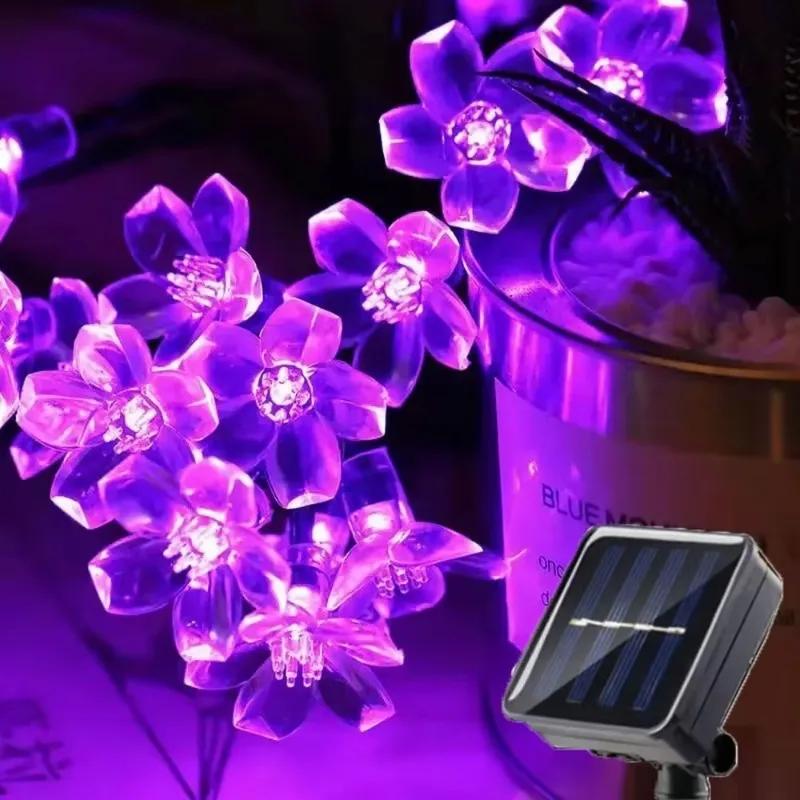 

Праздничная уличная солнечная гирлянда, светодиодная фестонная гирлянда, вишневый цвет, садовое дерево, солнечная гирлянда, свадебная вечеринка, балкон, украшение для кемпинга 5m 20leds фиолетовый