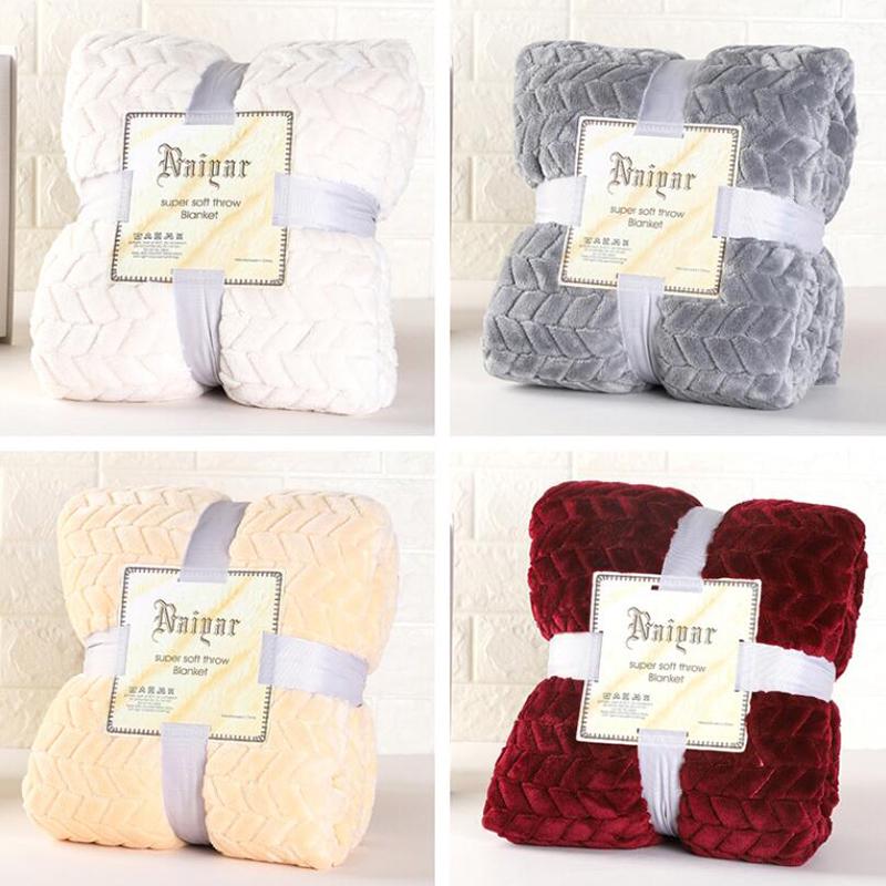 Buy Soft Warm Fluffy Flannel Blankets Double Beds Solid Winter Bed