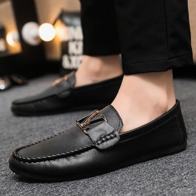 New Youth Round Head Driving Men's Loafu Doudou Small Leather Shoes Casual British Dress Sports Handmade