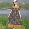 Women's Round Neck Short Sleeve Maxi Dress Loose Relaxed Waist Elegant Floral Print Plus Size Casual Summer Dress