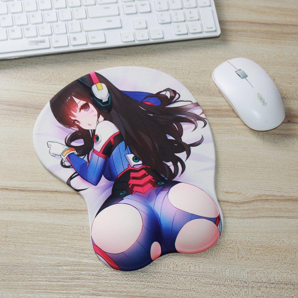Overwatch DVA Mouse Pad, 3D Memory Foam Mouse Pad, Anime Boobs, Cute, with Wrist Rest, Character, Mobile Phone (DVA2) (DVA)