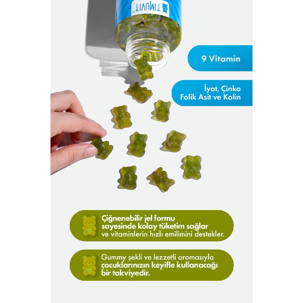 Multivitamin For Kids | Vitamin C, D3 And Zinc For Children 60 Delicious Chewable Gummy