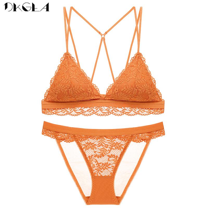 

DKGEA сексуальный бюстгальтер с треугольной чашкой, бюстгальтер без косточек, женское кружевное нижнее белье L жёлтый