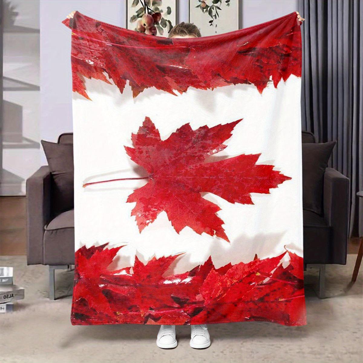 

Canadian Maple Leaf pattern Flannel printed blanket suitable for all seasons suitable for living room office sofa and travel 75x100cm