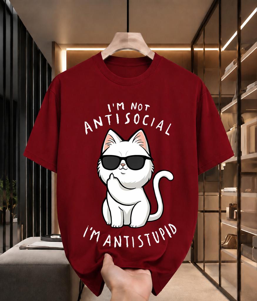2026 New 100 Cotton Tshirt Sassy White Cat With Sunglasses Funny Slogan Graphic Unisex Tee Casual Short Sleeve