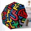 1pc Abstract Art Automatic Folding Umbrella, Portable & Foldable Design with 8 Ribs, Casual Outdoor Accessory Yy250729057