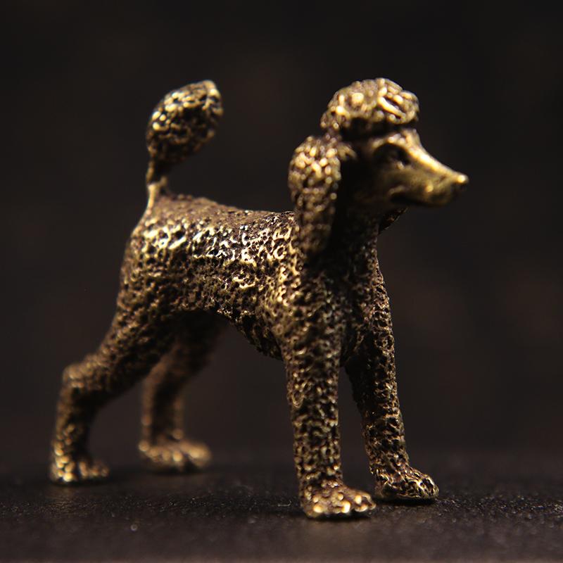 Rent kobber Søt Hundestatue Feng Shui Ornamenter Bronse Stående Puddelfigurer Lucky Skrivebordsdekorasjoner Tilbehør Hjemmeinnredning