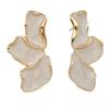 Irregular Metal Cream Eanmel Petal Post Earrings For Women Heavy Design New Style Fashion Jewelry Party Accessories Gift Daily