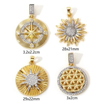 1 Stück Messing Anhänger 18K Gold Plated Sonnenblume Stern Micro Pave Klar Zirkonia Anhänger Für DIY Halskette Schmuckherstellung