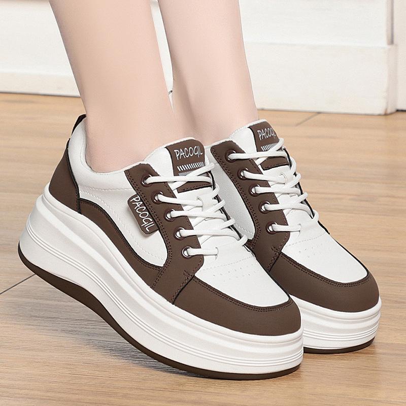 White Shoes for Women Autumn New Thick Sole Soft Leather Platform Bottom Breathable Versatile Women's Shoes