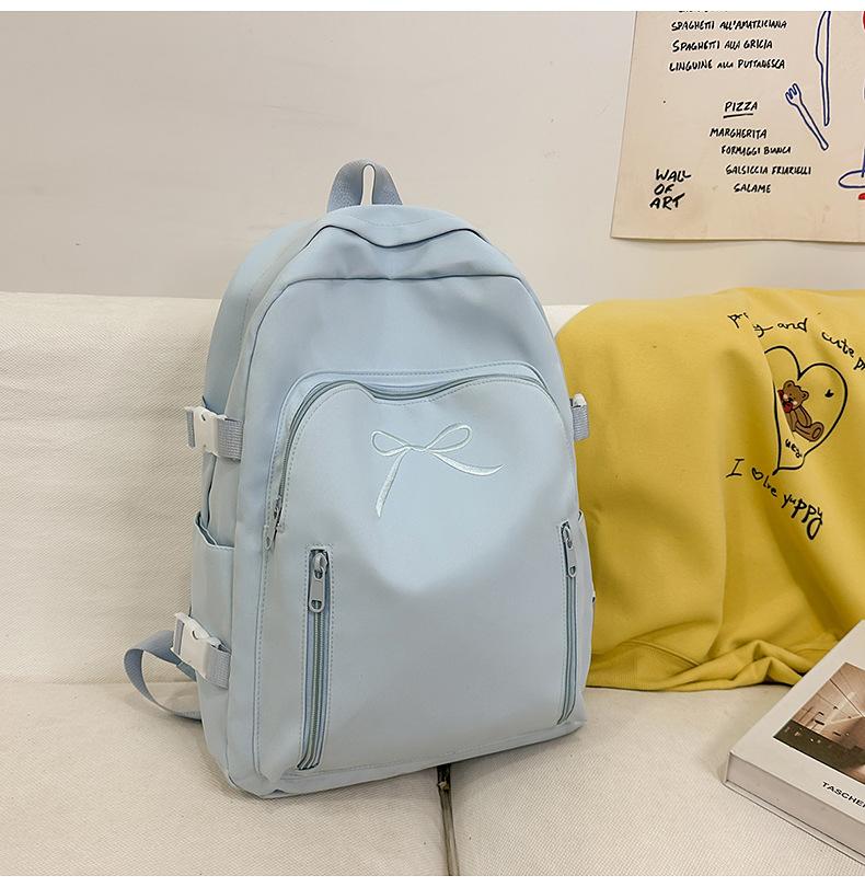 

Школьный рюкзак однотонный милый рюкзак с бантом новый рюкзак высокой ценности для ученика средней школы для поездок на работу и путешествий универсальный рюкзак