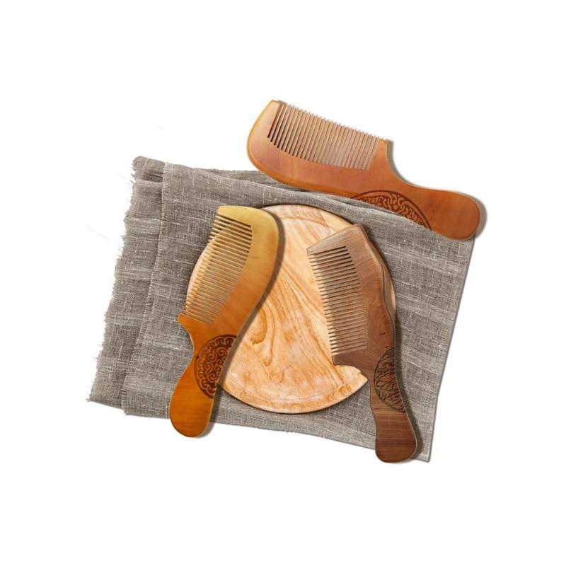 Tragbarer Naturholzkamm, Haarkamm, feine Zahnbürste, antistatisch, Friseurkamm, Haar- und Kopfhautmassage-Werkzeug, Taschenkamm
