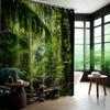 Jungle Shower Curtain Rainforest Tropical Nature Green Forest Scenic Bathroom Decor, Waterproof Cloth Fabric with Hooks 70" W x