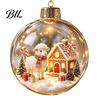 Decorative Hanging Balls Glowing Christmas Story Ornament, Light?Up Mini Holiday Scene Ball with Warm Garden Party Ornaments LED Light, Clear