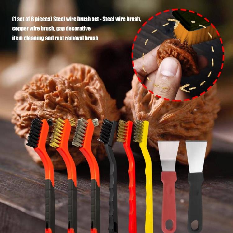 8pcs Wire Brush Cleaning Brushes Assortment For Rusts Removal Grimes Scraping And Detailed Surfaces Workshop Tasks