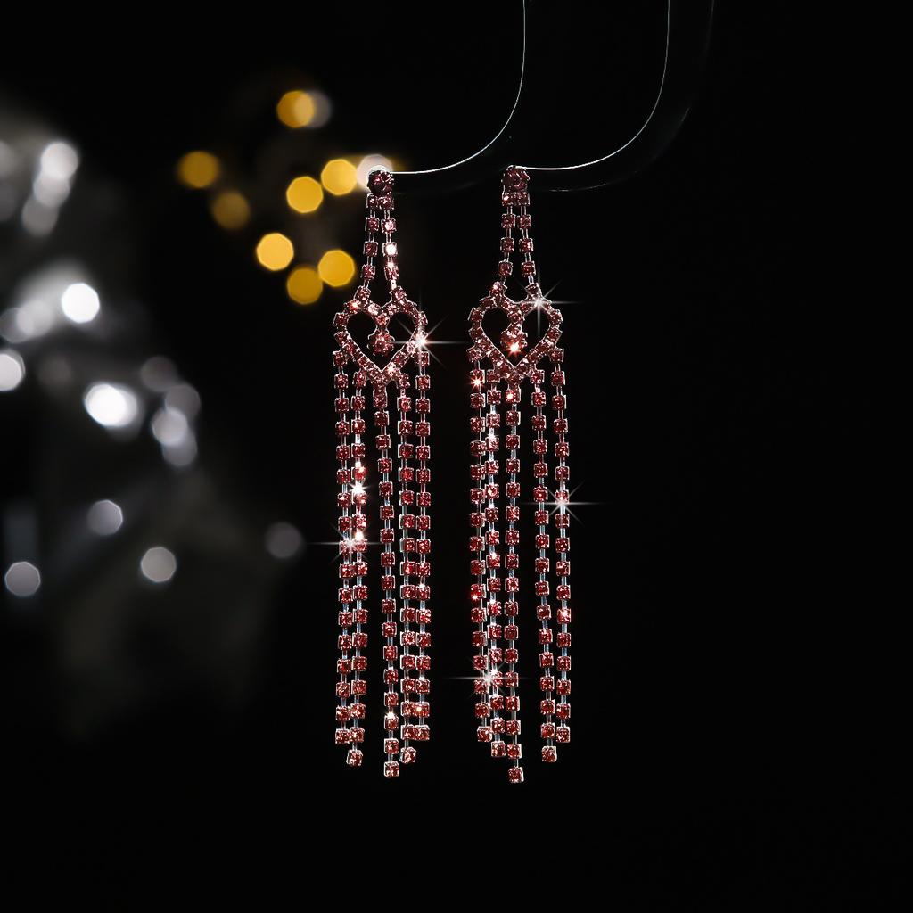 Eksplozywne luksusowe błyszczące kolczyki z długimi frędzlami z cyrkonii