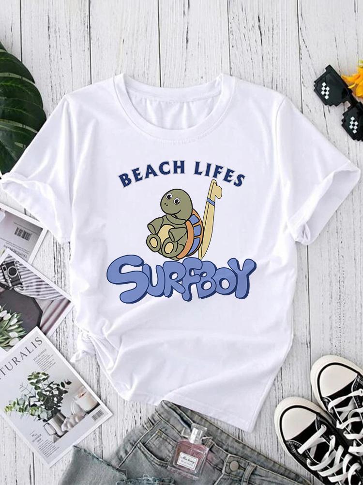 Fashion Printing Cute T-Shirts Women Cartoon Summer Clothing Short Sleeve Tshirts Clothes Graphic Sexy Print Tee T-Shirt Clothes