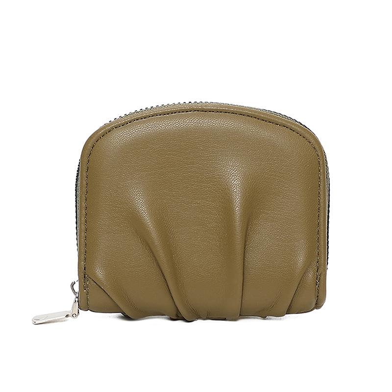 Женский плиссированный кошелек для монет, кошелек, держатель для карт с несколькими отделениями для карт, однотонная портативная сумка для денег, кошелек для наличных темно-зеленого