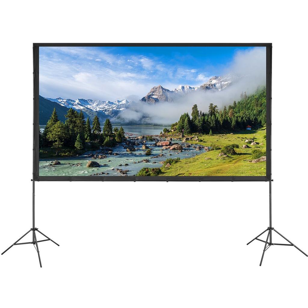 Projector Screen with Stand, 120 inch 16:9 4K 1080 HD Outdoor Movie Screen with Stand, Wrinkle-Free Projection Screen with Tripods and Carry Bag, for