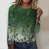 Elegant Flower Print Women Tees Tops New Autumn Winter Fashion O-neck Long Sleeve Casual Loose Tees Shirts Female