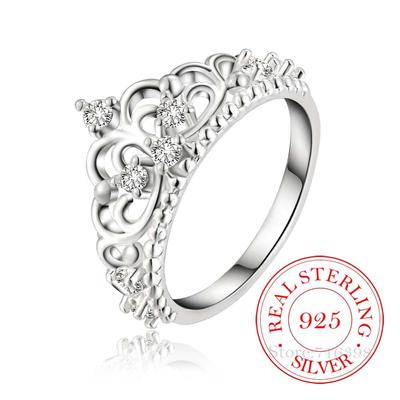 925 Sterling Silver Jewelry Vintage Luxurious Crystal Crown Wedding Silver Rings for Women Fashion Anel De Prata Bijoux Gif