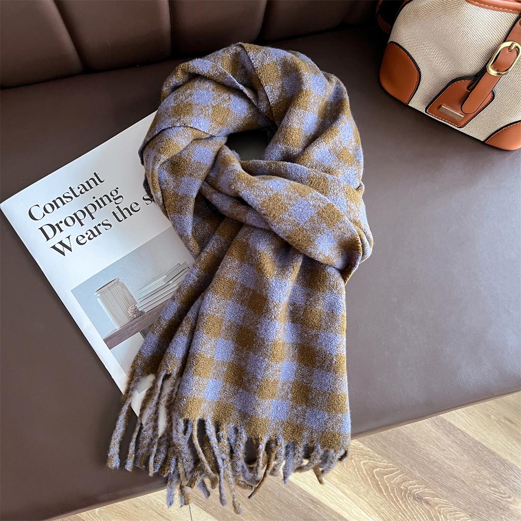 Luxuriöser Winter-Plaid-Schal für Damen Herren Britischer Stil Acryl Kaschmirschals mit Quaste Designer Damen Winter Warmes Kopftuch