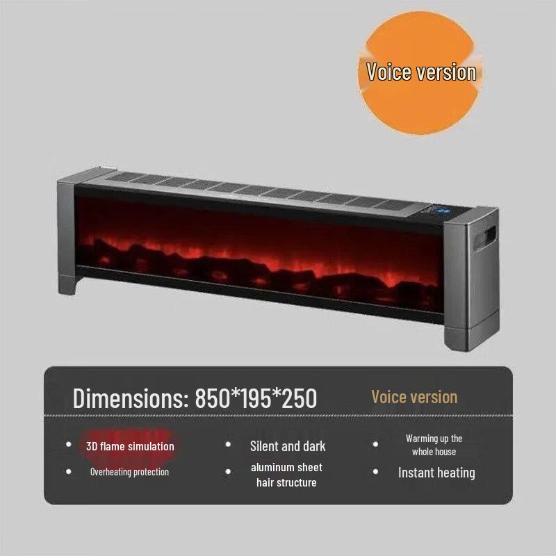 

Плинтусный обогреватель Qiao Meiren с голосовым управлением и эффектом пламени