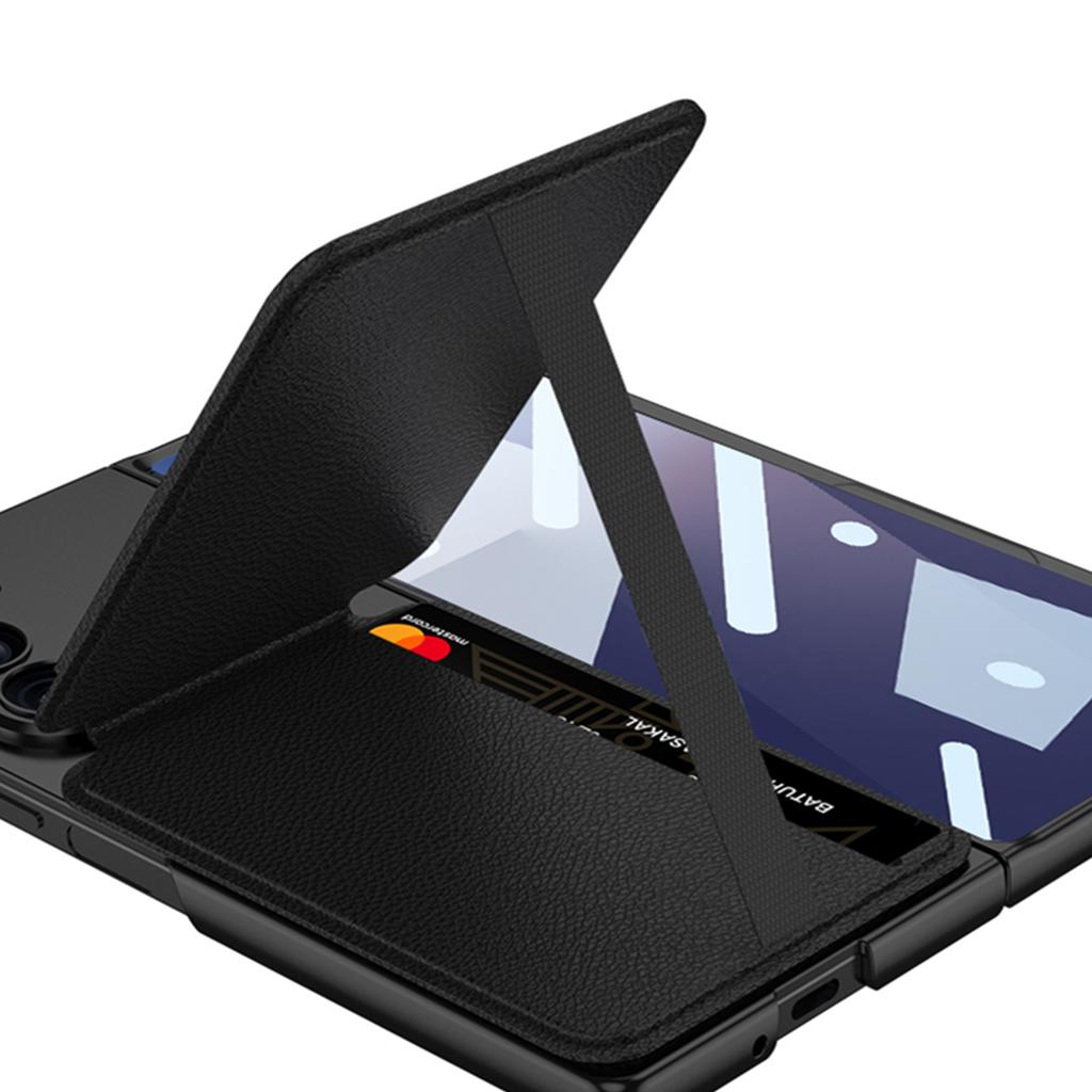 Ultrathin Matte Phone Case For Samsung Galaxy Z Fold 7 5G 2025 With Magnetic Vegan Leather Wallet Pocket Card Holder Kickstand