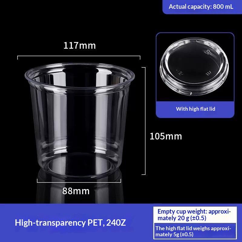 50Pcs 117 Caliber Pet Disposable Plastic Cup Clear Food Container With Lid For Dessert Fruit Snack Cold Drink Takeaway Packing